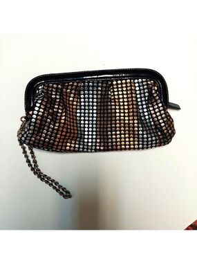Express Design Studio Gold, Silver and Bronze Dotted Material Wristlet Bag
